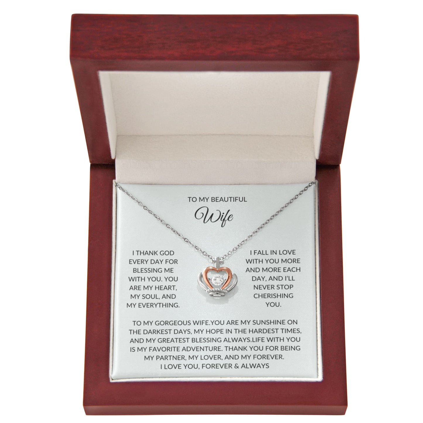 To my wife - Crown Pendant Necklace - Beautiful gift