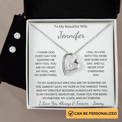To My Beautiful Wife - Personalized Forever Love Necklace Gift Set prime Collection Hub